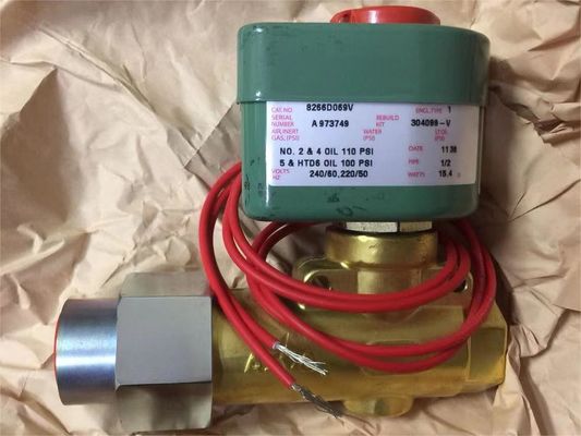 8266D069V 1/2" NPT Emerson ASCO 2 Way Solenoide Valve Aceite de combustible 120VAC 1/4" orificio