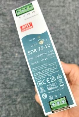 Mean Well SDR-75-12 12V 6.3A 75W Fuente de alimentación eléctrica para ferrocarriles industriales DIN