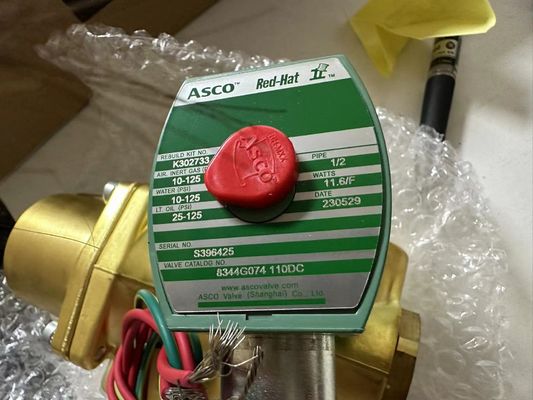 8344G074 110V Emerson ASCO Válvula de solenoide de 4 vías 1/2" NPT cuerpo de latón de solenoide único