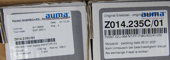 Auma Z014.235C-01 Actuador de placa eléctrica Reparación y reemplazo de piezas de repuesto