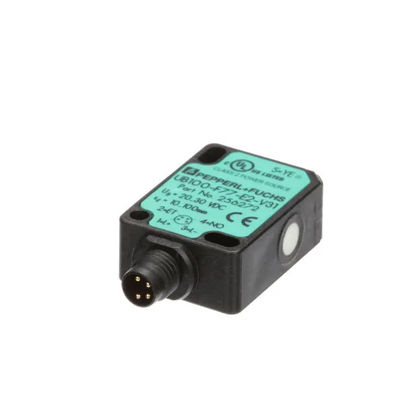 Sensor de detección directa por ultrasonido de Pepperl Fuchs UB100-F77-E2-V31 con retraso de respuesta ≤ 50 ms Masa de 10 g