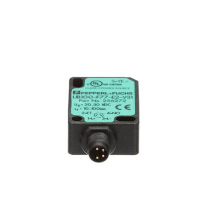 Sensor de detección directa por ultrasonido de Pepperl Fuchs UB100-F77-E2-V31 con retraso de respuesta ≤ 50 ms Masa de 10 g