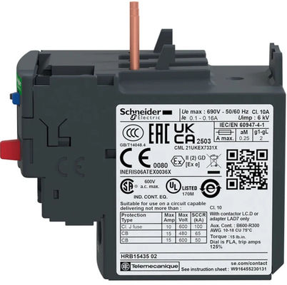 Relé de sobrecarga térmica LRD21 de Schneider Electric duradero con espacio entre orificios de montaje de 7.874" 200.00 mm e interfaz NAMUR
