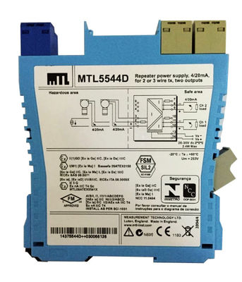 MTL5544D Fuente de alimentación del repetidor MTL Instrumentos 4/20ma Para 2 o 3 transmisores de alambre Dos salidas
