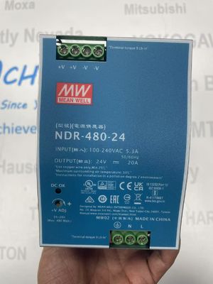 Fuentes de alimentación MEAN WELL NDR-480-24 para riel DIN para voltajes de línea de 200 a 600 voltios CA, grandes